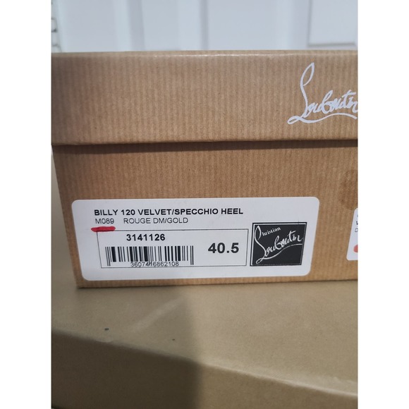 Christian Louboutin Billy Specchio Pumps Heels Studs Red Maroon Gold 40.5 10.5 - Picture 5 of 5